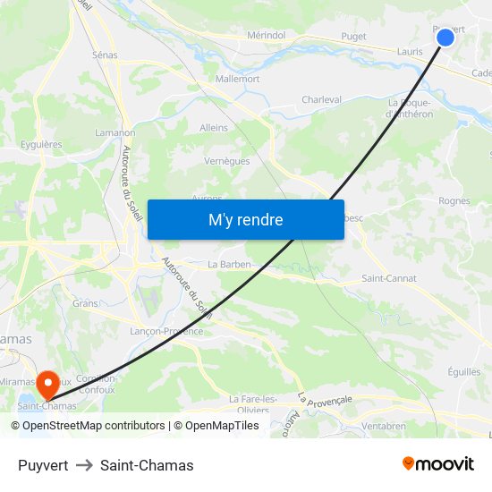 Puyvert to Saint-Chamas map