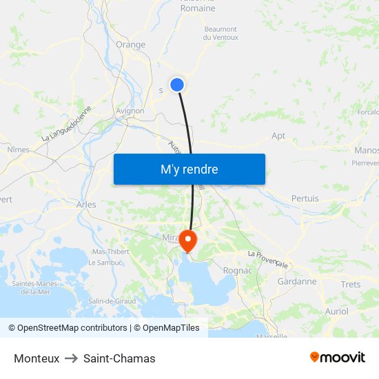 Monteux to Saint-Chamas map