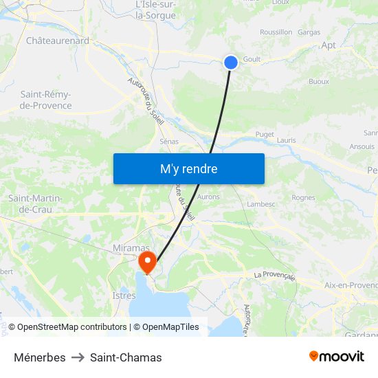 Ménerbes to Saint-Chamas map