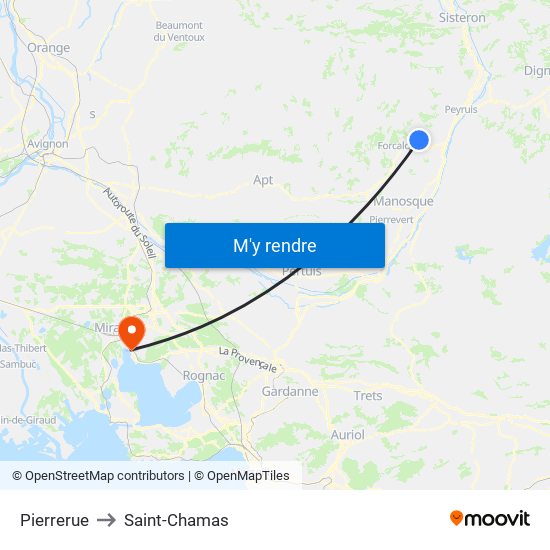 Pierrerue to Saint-Chamas map