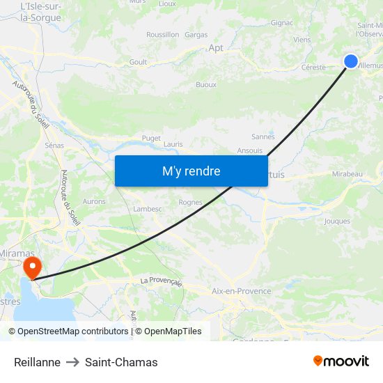 Reillanne to Saint-Chamas map