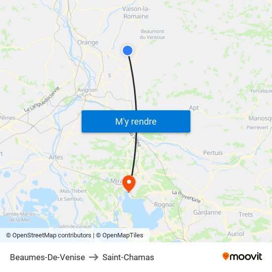 Beaumes-De-Venise to Saint-Chamas map