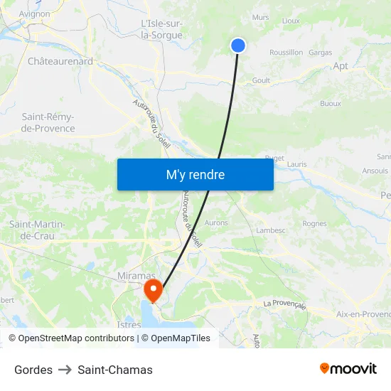 Gordes to Saint-Chamas map