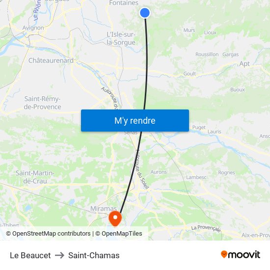 Le Beaucet to Saint-Chamas map