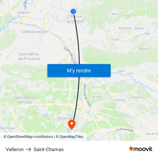 Velleron to Saint-Chamas map