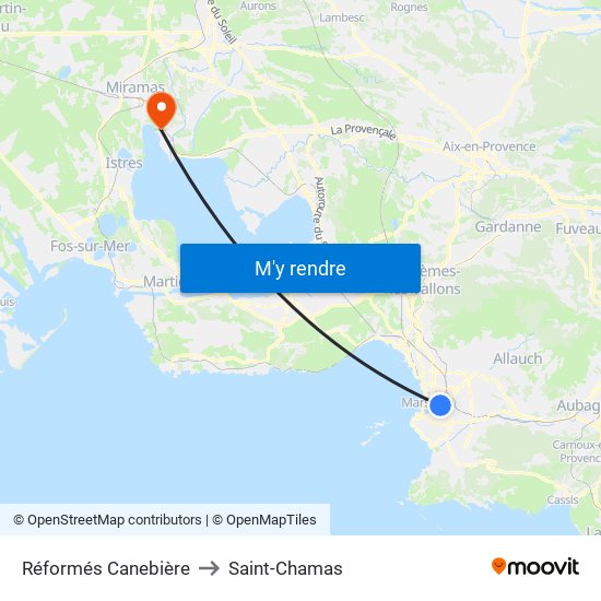 Réformés Canebière to Saint-Chamas map