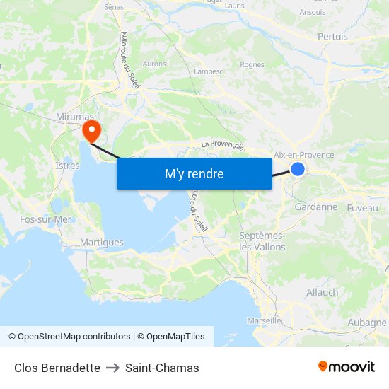 Clos Bernadette to Saint-Chamas map