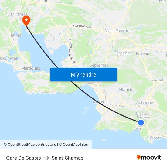 Gare De Cassis to Saint-Chamas map