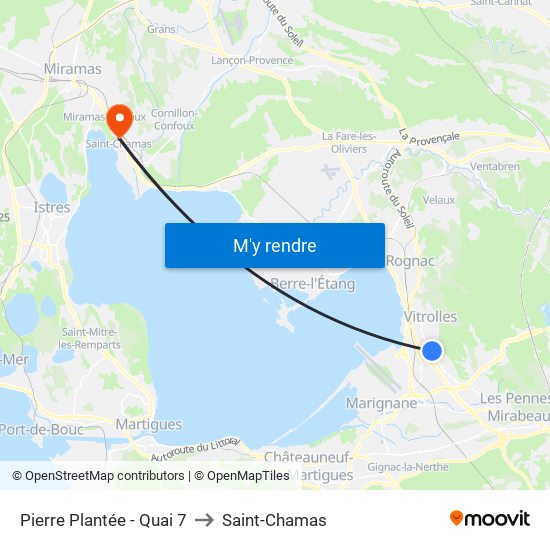 Pierre Plantée - Quai 7 to Saint-Chamas map