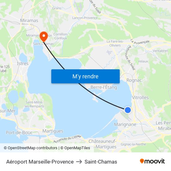 Aéroport Marseille-Provence to Saint-Chamas map