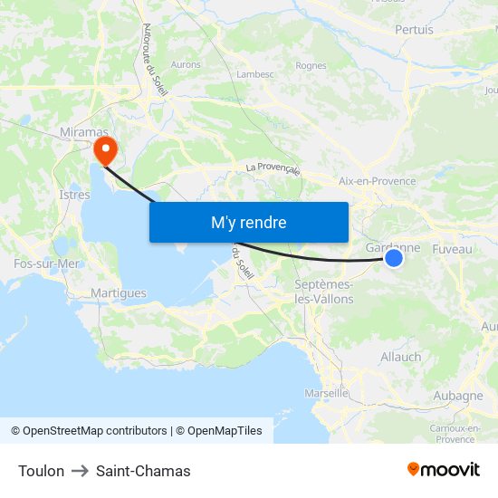 Toulon to Saint-Chamas map
