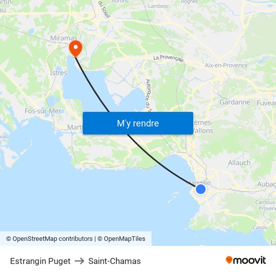 Estrangin Puget to Saint-Chamas map