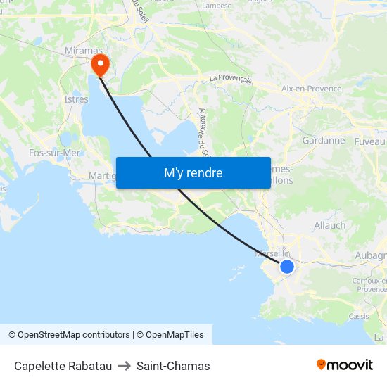 Capelette Rabatau to Saint-Chamas map