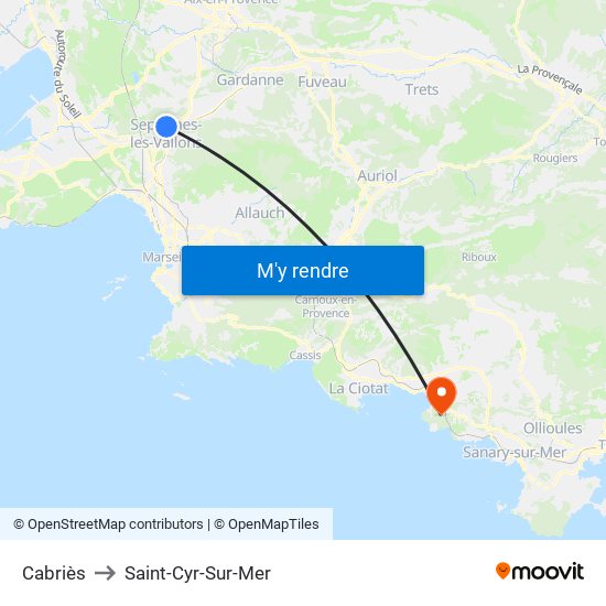 Cabriès to Saint-Cyr-Sur-Mer map