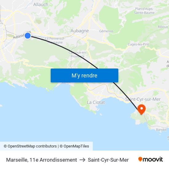 Marseille, 11e Arrondissement to Saint-Cyr-Sur-Mer map