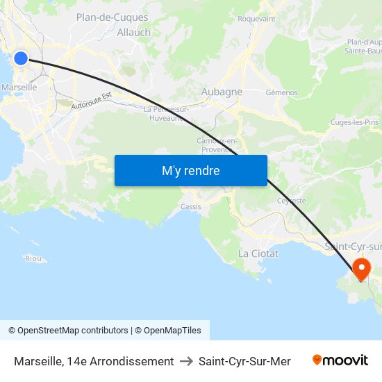 Marseille, 14e Arrondissement to Saint-Cyr-Sur-Mer map