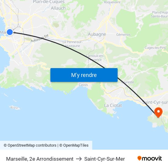 Marseille, 2e Arrondissement to Saint-Cyr-Sur-Mer map