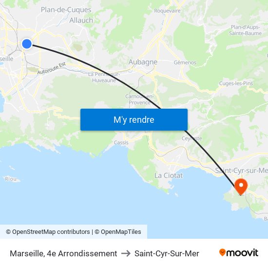 Marseille, 4e Arrondissement to Saint-Cyr-Sur-Mer map