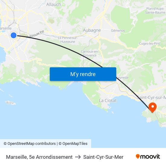 Marseille, 5e Arrondissement to Saint-Cyr-Sur-Mer map