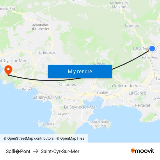 Solli�Pont to Saint-Cyr-Sur-Mer map