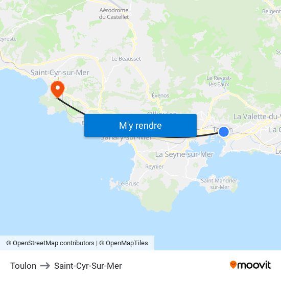 Toulon to Saint-Cyr-Sur-Mer map