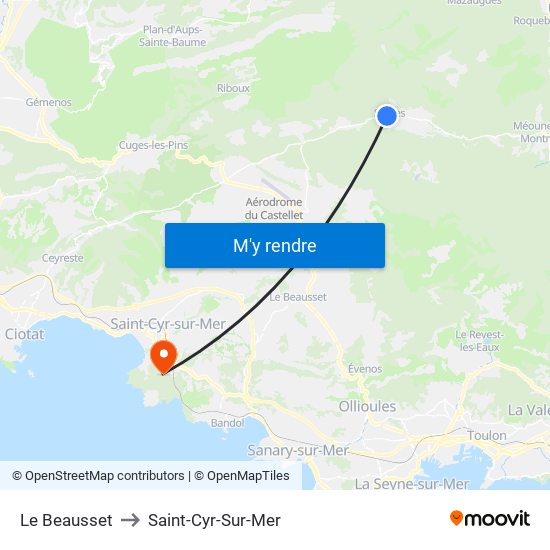 Le Beausset to Saint-Cyr-Sur-Mer map