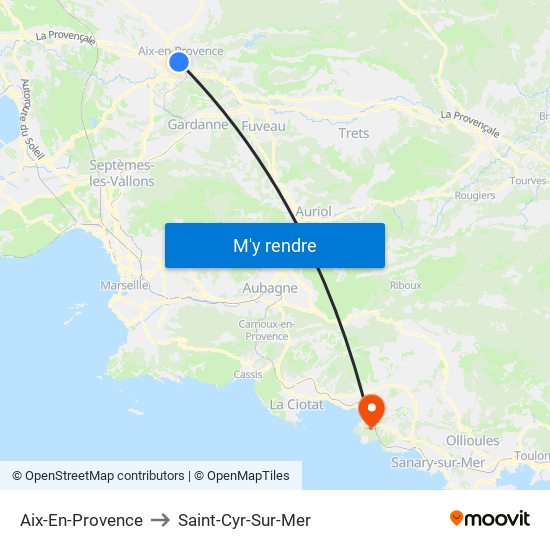 Aix-En-Provence to Saint-Cyr-Sur-Mer map