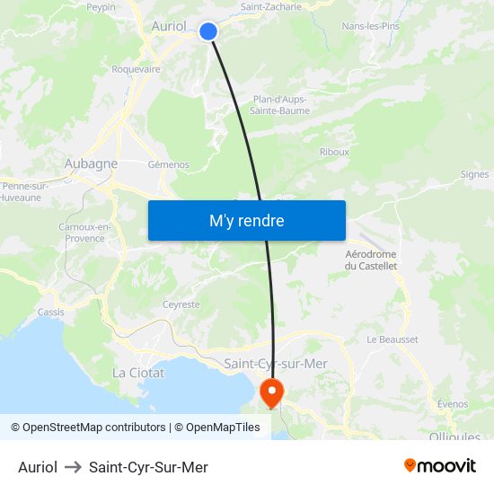 Auriol to Saint-Cyr-Sur-Mer map