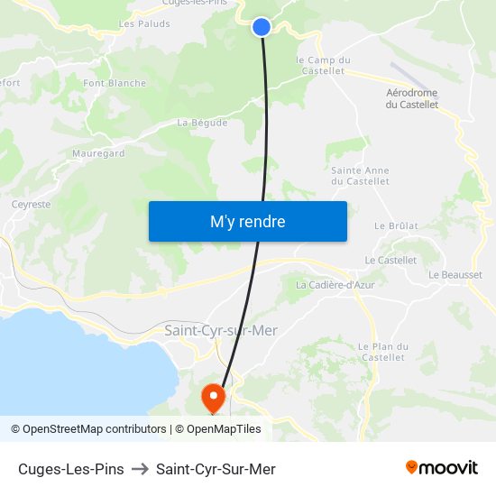 Cuges-Les-Pins to Saint-Cyr-Sur-Mer map