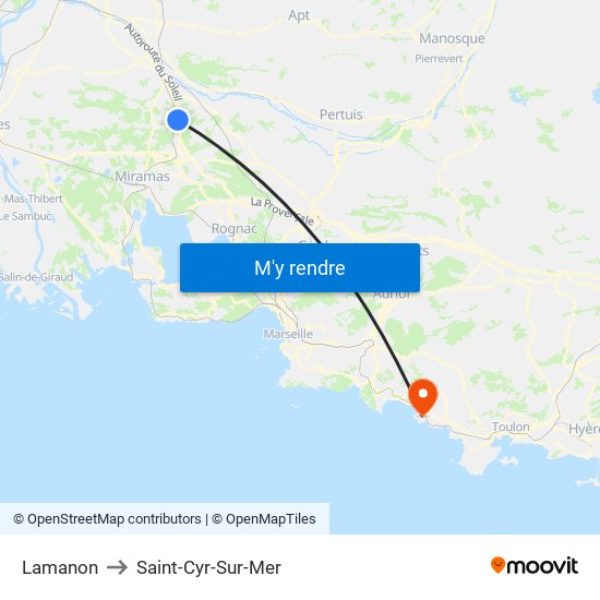 Lamanon to Saint-Cyr-Sur-Mer map