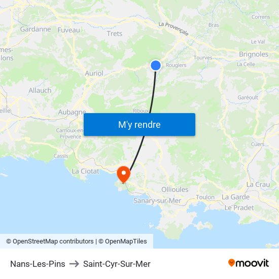 Nans-Les-Pins to Saint-Cyr-Sur-Mer map