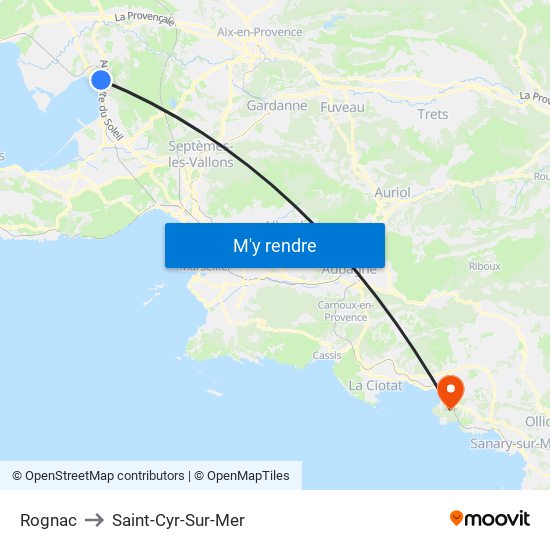 Rognac to Saint-Cyr-Sur-Mer map