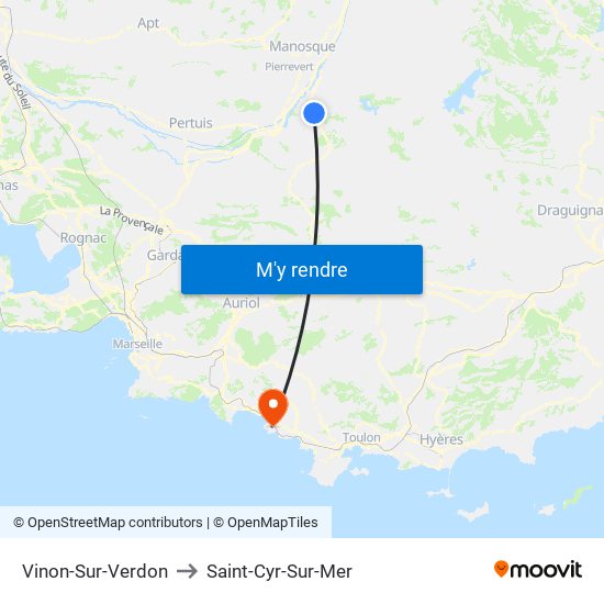 Vinon-Sur-Verdon to Saint-Cyr-Sur-Mer map