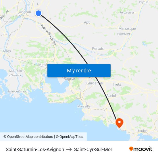 Saint-Saturnin-Lès-Avignon to Saint-Cyr-Sur-Mer map