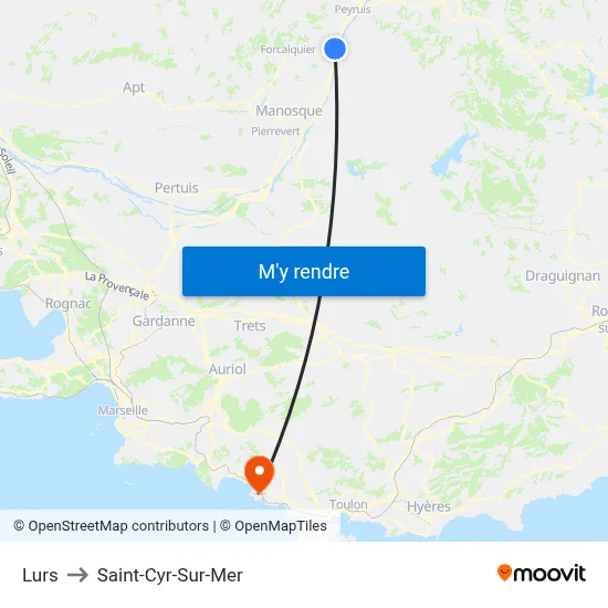 Lurs to Saint-Cyr-Sur-Mer map