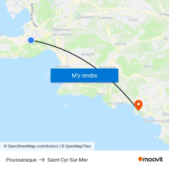 Poussaraque to Saint-Cyr-Sur-Mer map
