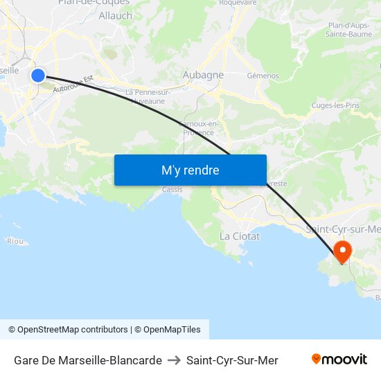 Gare De Marseille-Blancarde to Saint-Cyr-Sur-Mer map