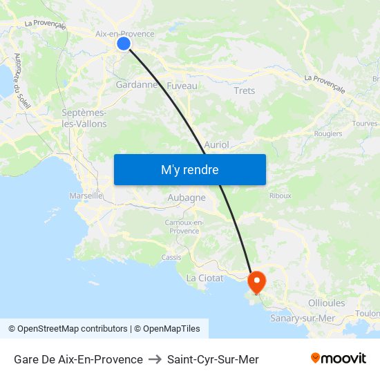 Gare De Aix-En-Provence to Saint-Cyr-Sur-Mer map