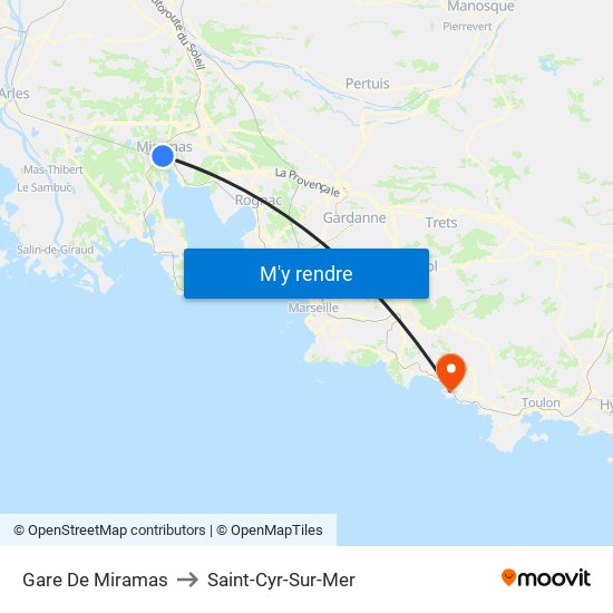 Gare De Miramas to Saint-Cyr-Sur-Mer map