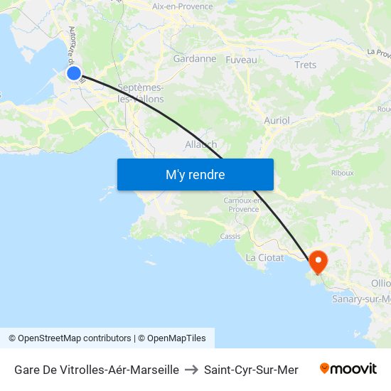 Gare De Vitrolles-Aér-Marseille to Saint-Cyr-Sur-Mer map