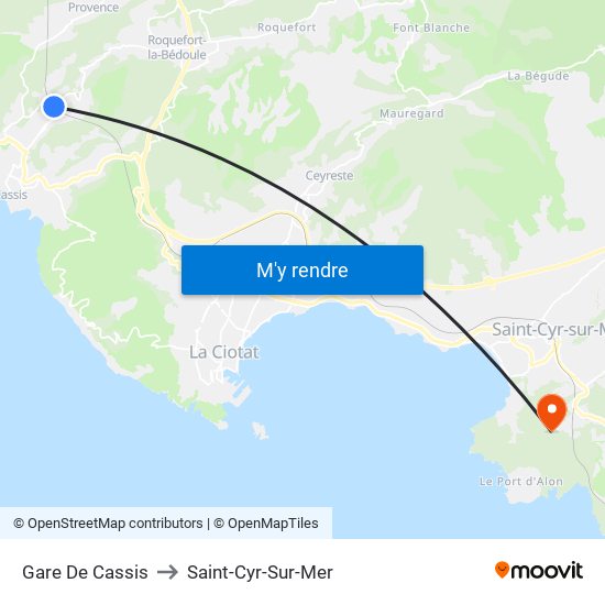 Gare De Cassis to Saint-Cyr-Sur-Mer map