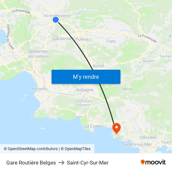 Gare Routière Belges to Saint-Cyr-Sur-Mer map