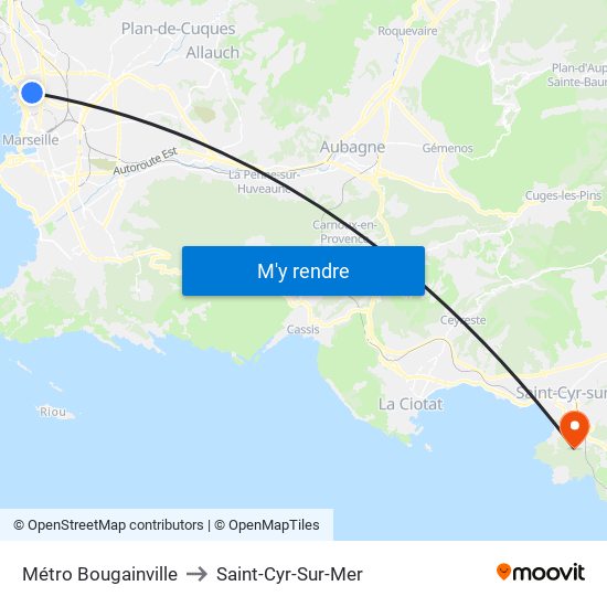 Métro Bougainville to Saint-Cyr-Sur-Mer map