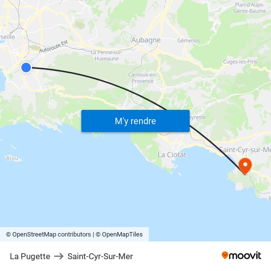 La Pugette to Saint-Cyr-Sur-Mer map