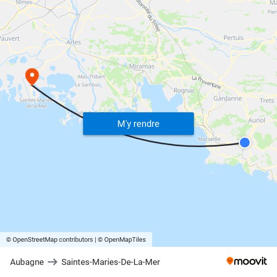 Aubagne to Saintes-Maries-De-La-Mer map