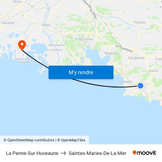 La Penne-Sur-Huveaune to Saintes-Maries-De-La-Mer map