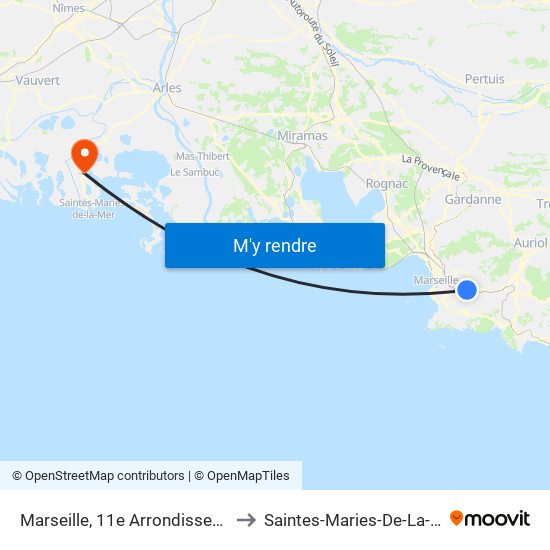 Marseille, 11e Arrondissement to Saintes-Maries-De-La-Mer map