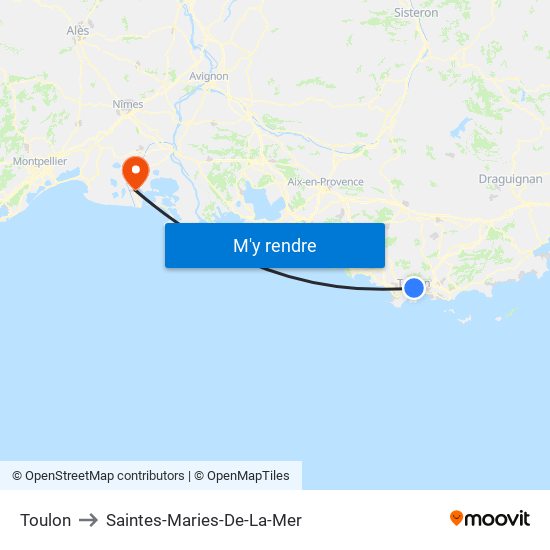 Toulon to Saintes-Maries-De-La-Mer map