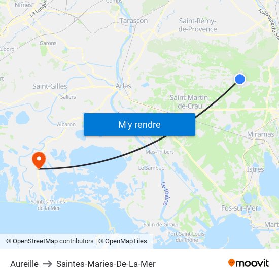Aureille to Saintes-Maries-De-La-Mer map