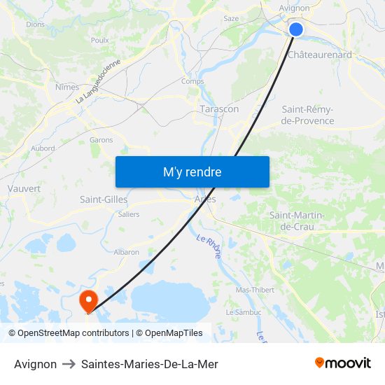 Avignon to Saintes-Maries-De-La-Mer map